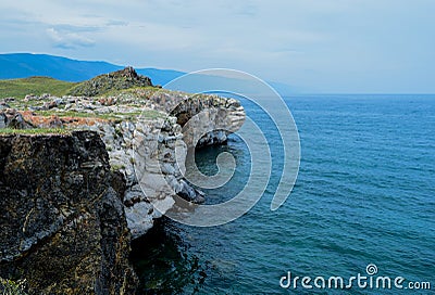 Water with waves and rocks, lake Baikal Russia Stock Photo
