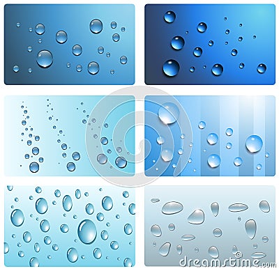 Water, wet cards. Vector Illustration