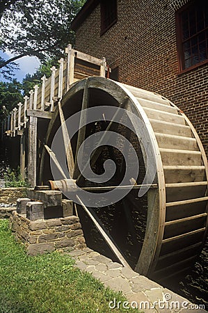 Water wheel at Colvin Run Grist Mill, Fairfax, VA Stock Photo