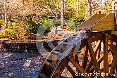 Water wheel of Grist Mill in Stone Mountain Park, USA Stock Photo