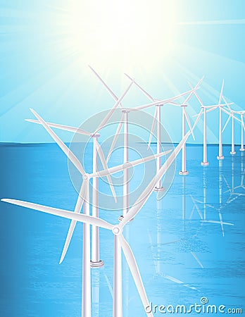 Water wind farm Cartoon Illustration