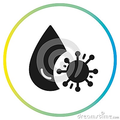 waterborne bacteria icon, virus cholera in water, flat symbol Vector Illustration