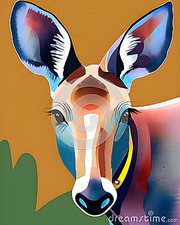 Watercolor Aardvark Portrait 2 Stock Photo