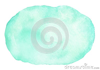 Watercolor abstract brush stroke with stains in trendy color Aqua menthe Stock Photo