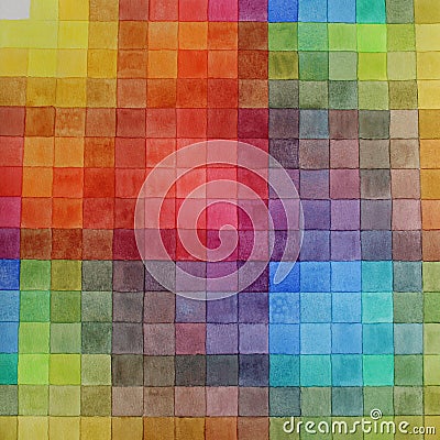 Watercolor abstract colorful multicolor square palette for artist background. Art creative hand-drawn object for Stock Photo