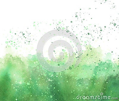 Watercolor abstract green spot, blot. Colorful vintage background, reminiscent of a forest landscape. Green outlines of the silhou Stock Photo