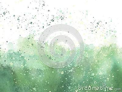 Watercolor abstract green spot, blot. Colorful vintage background, reminiscent of a forest landscape. Green outlines of the silhou Stock Photo