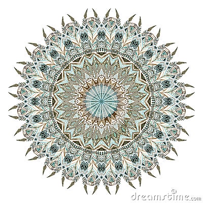 Watercolor abstract mandala with stylized feathers Stock Photo