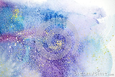 Watercolor abstract painting. Water color drawing. Watercolour blots texture background. Stock Photo