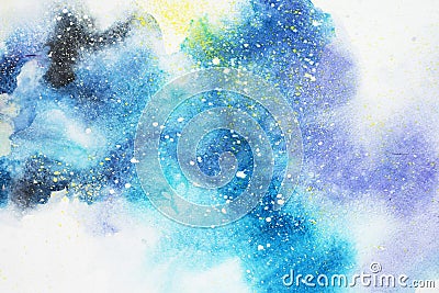 Watercolor abstract painting. Water colour drawing. Colorful blots texture background. Stock Photo