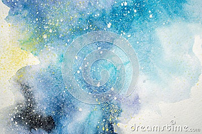 Watercolor abstract painting. Water colour drawing. Colorful blots texture background. Stock Photo