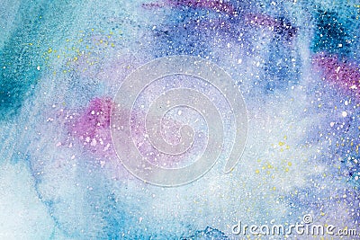 Watercolor abstract painting. Water colour drawing. Colorful blots texture background. Stock Photo