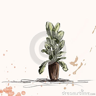 Watercolor abstract plants and flowers background. Organic wallpaper Stock Photo