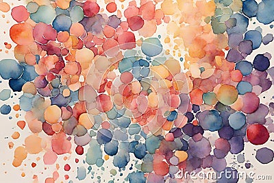 watercolor with abstract pointillism design Stock Photo