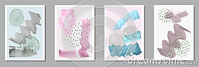 Watercolor abstract postcards vector set. Vector Illustration
