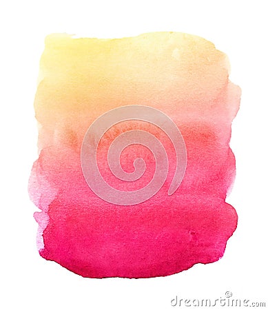 Watercolor abstract yellow pink background. Artistic brush strok Stock Photo