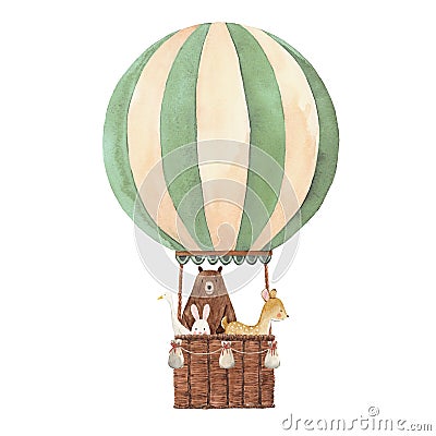 Watercolor air baloon illustration Cartoon Illustration