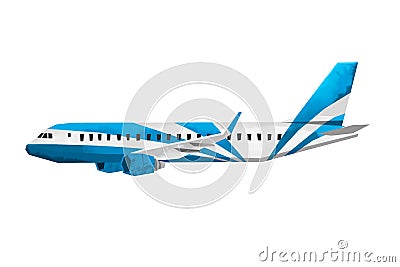 Watercolor airplane. Isolated aircraft poster. Cartoon print for kids room. Side view Stock Photo