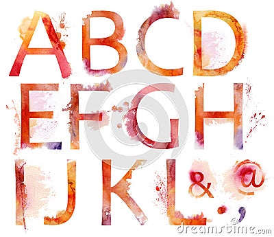 Watercolor alphabet Stock Photo