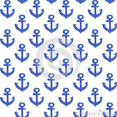 Watercolor anchor pattern Stock Photo