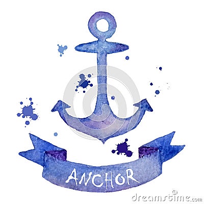 Watercolor anchor Vector Illustration