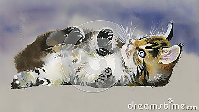 Watercolor Animal Collection: Cat Stock Photo