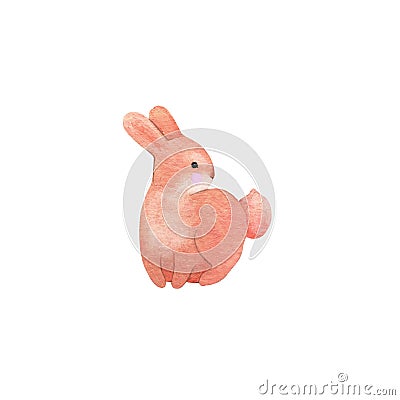 Cute naive watercolor bunny isolated on white background Stock Photo