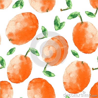 Watercolor apricot seamless pattern. Vector Illustration