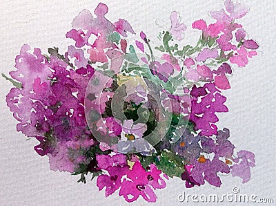 Watercolor abstract background floral flower phlox beauty decoration hand beautiful wallpaper Stock Photo