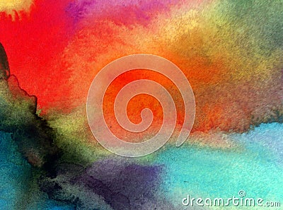 Watercolor art background abstract colorful blurred sky sunset Stock Photo