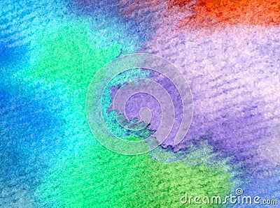 Watercolor art background abstract colorful textured creative blot overflow stains sky clouds sunrise Stock Photo
