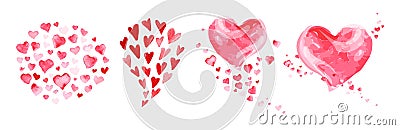 Watercolor artistic heart symbol illustration. Cartoon Illustration