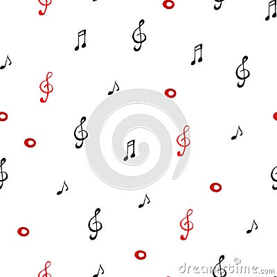 Watercolor artistic music background - seamless pattern with notes Stock Photo