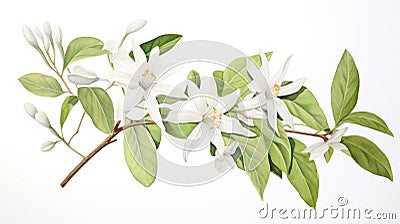 Watercolor Artwork of Quillaja Saponaria on White Background AI Generated Cartoon Illustration