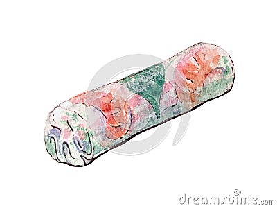 Watercolor asian food vietnamese prawn spring roll Stock Photo