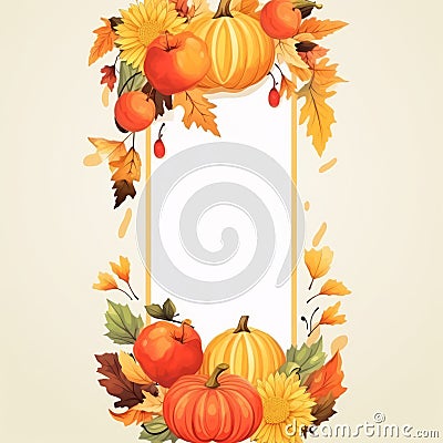 Watercolor autumn frame for postcards, congratulations Stock Photo