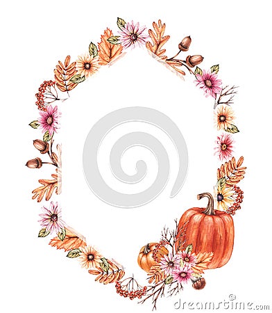 Watercolor Autumn frames on a white background Stock Photo