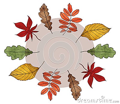 Watercolor autumn leaves Cartoon Illustration