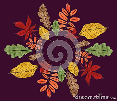 Watercolor autumn leaves Cartoon Illustration