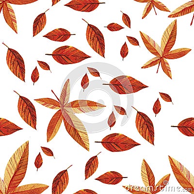 Watercolor autumn seamless pattern Stock Photo