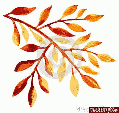 Watercolor autumn twig Vector Illustration