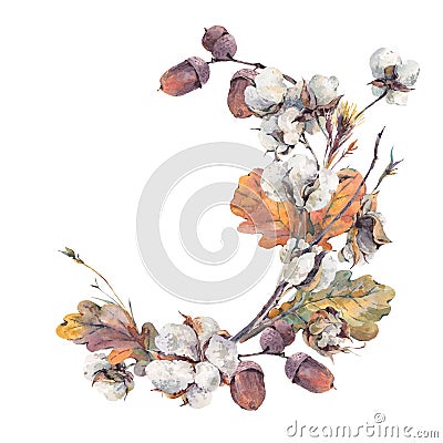 Watercolor autumn vintage bouquet Cartoon Illustration