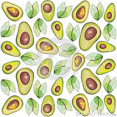 Watercolor avocado illustration. Nice food illustration Cartoon Illustration