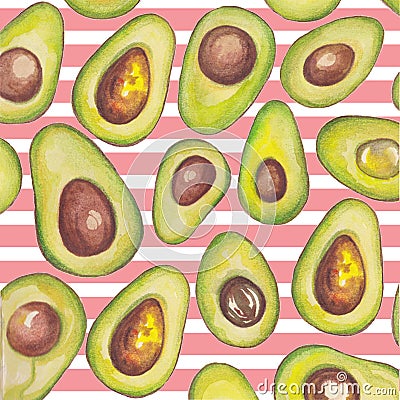 Watercolor avocado illustration. Nice food illustration Cartoon Illustration