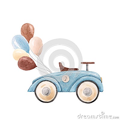 Watercolor baby car illustration Cartoon Illustration