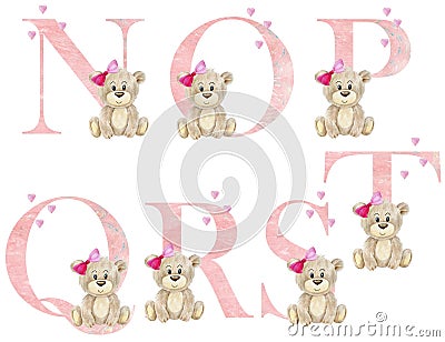 Watercolor baby letters. Stock Photo