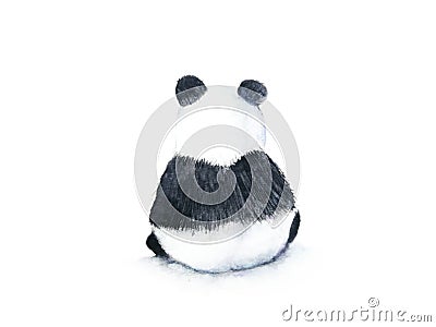 Watercolor back view of a panda hand drawn isolated white background. Stock Photo