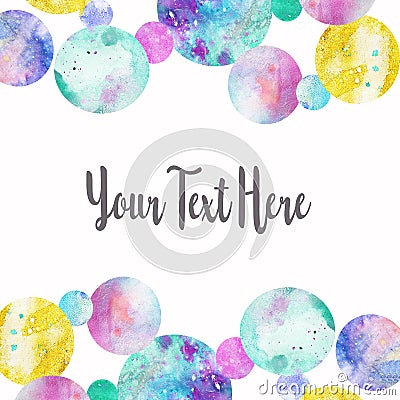 Watercolor background border of watercolor rounds Cartoon Illustration