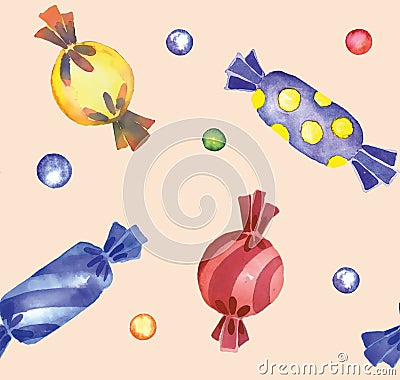 Watercolor background candy holiday birthday clipping path Stock Photo