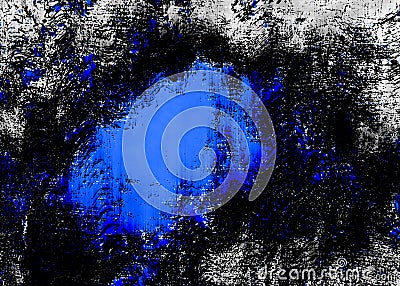 Watercolor background in rich elegant color of blue and black painting in vivid mass shapes distressed Stock Photo